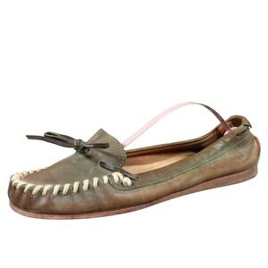 Frye Alex Camp Womens 8 Brown Leather Moccasin Flat Whipstitch Casual Comfort